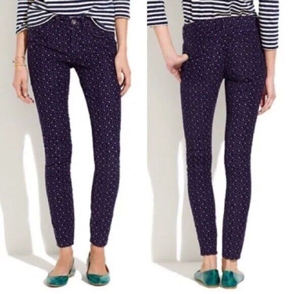 Madewell Women's Corduroy Polka Dot Skinny Ankle Pants Purple Size 27 - Picture 1 of 7